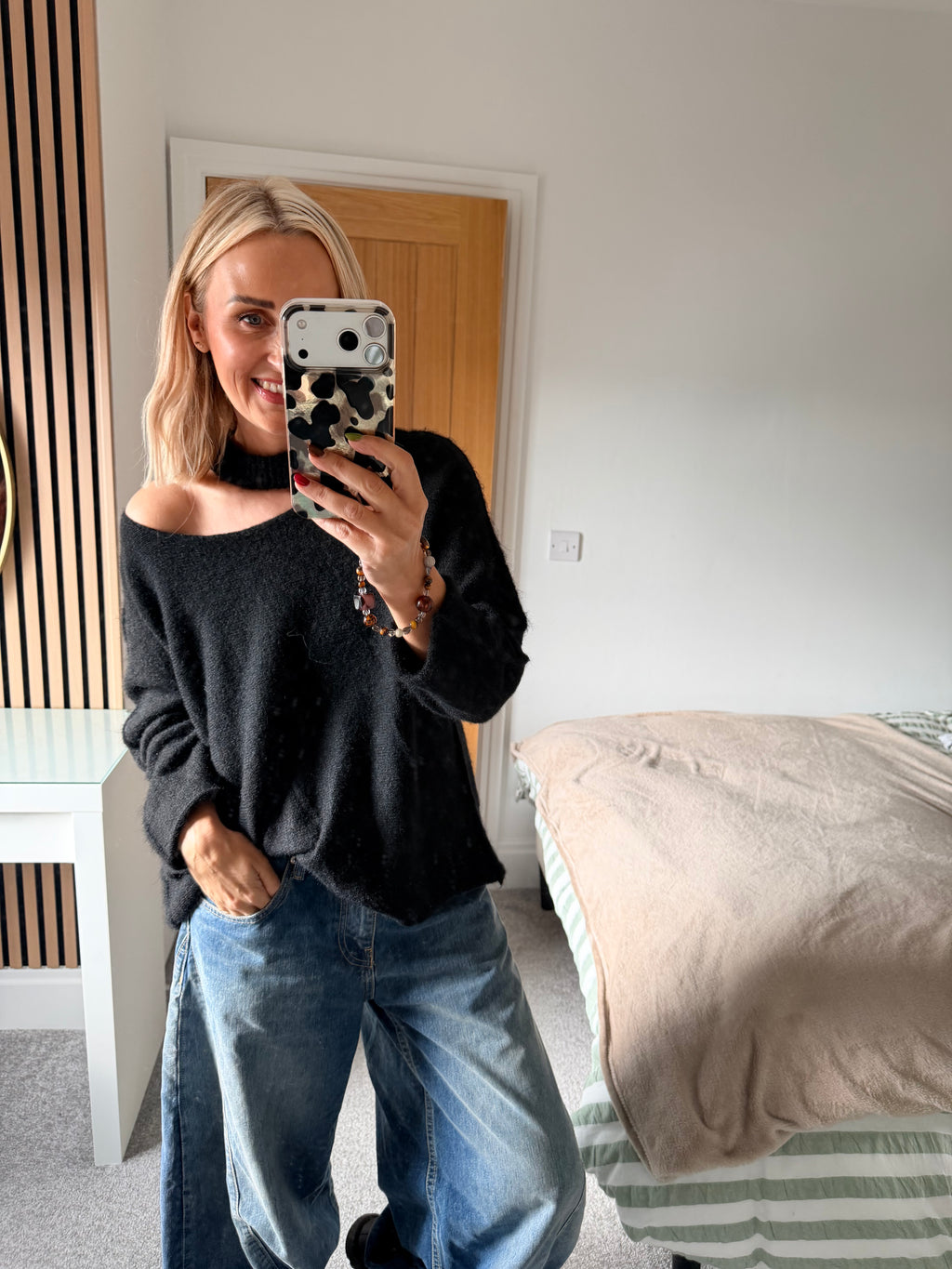 Slash Neck Jumper Black 12-18