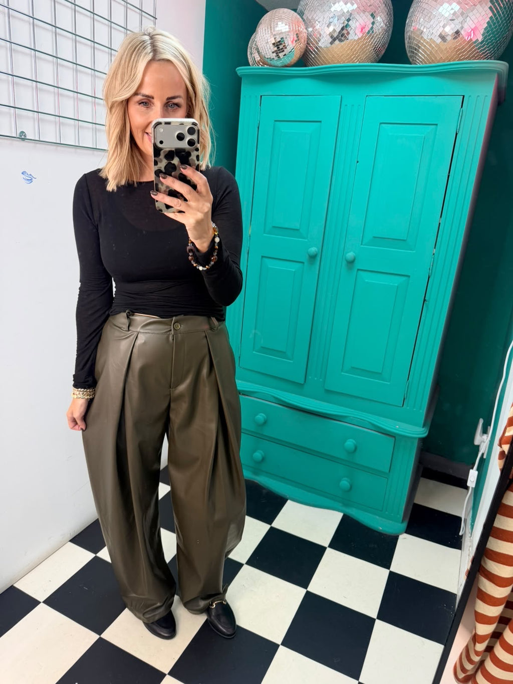Sienna Pu Trousers - Khaki