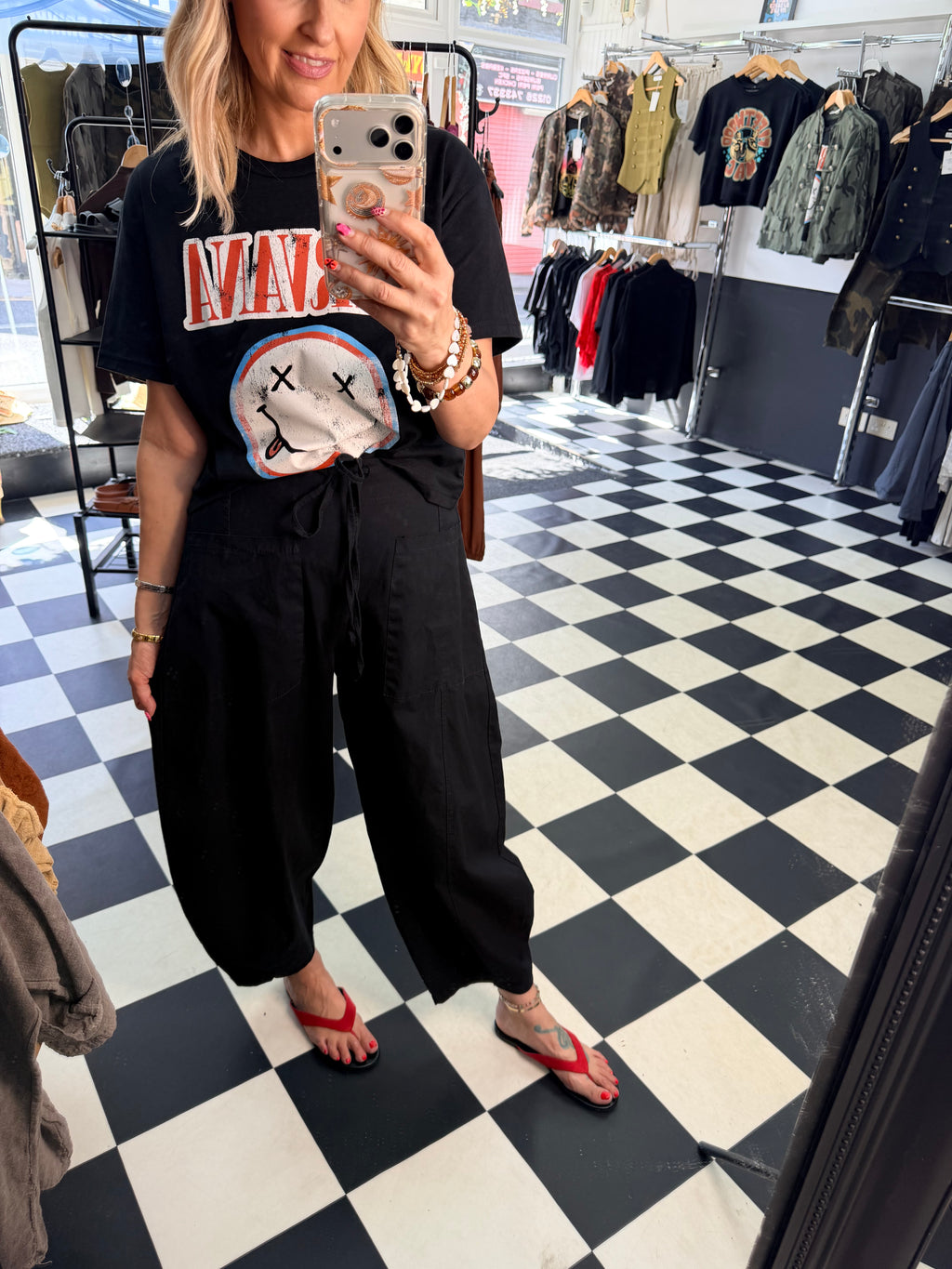 Barrel Leg Trousers Black