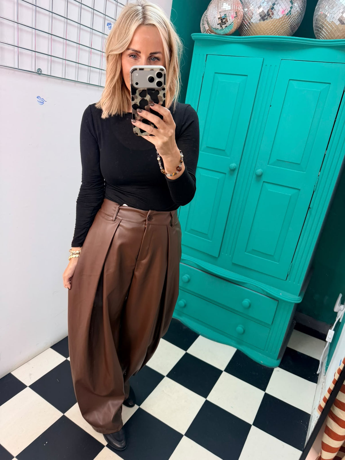 Sienna Pu Trousers - Chocolate