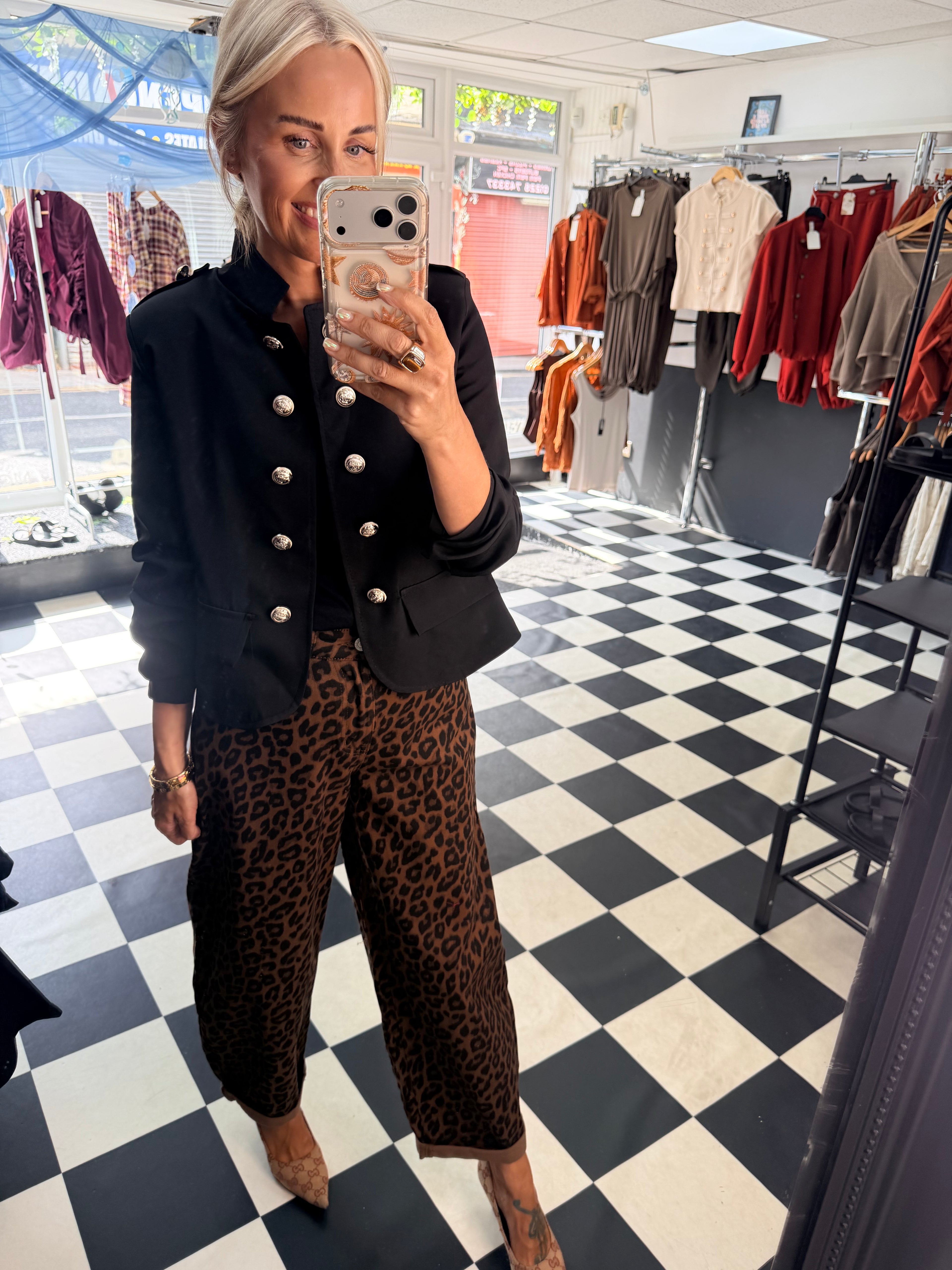 Military Crop Blazer Black