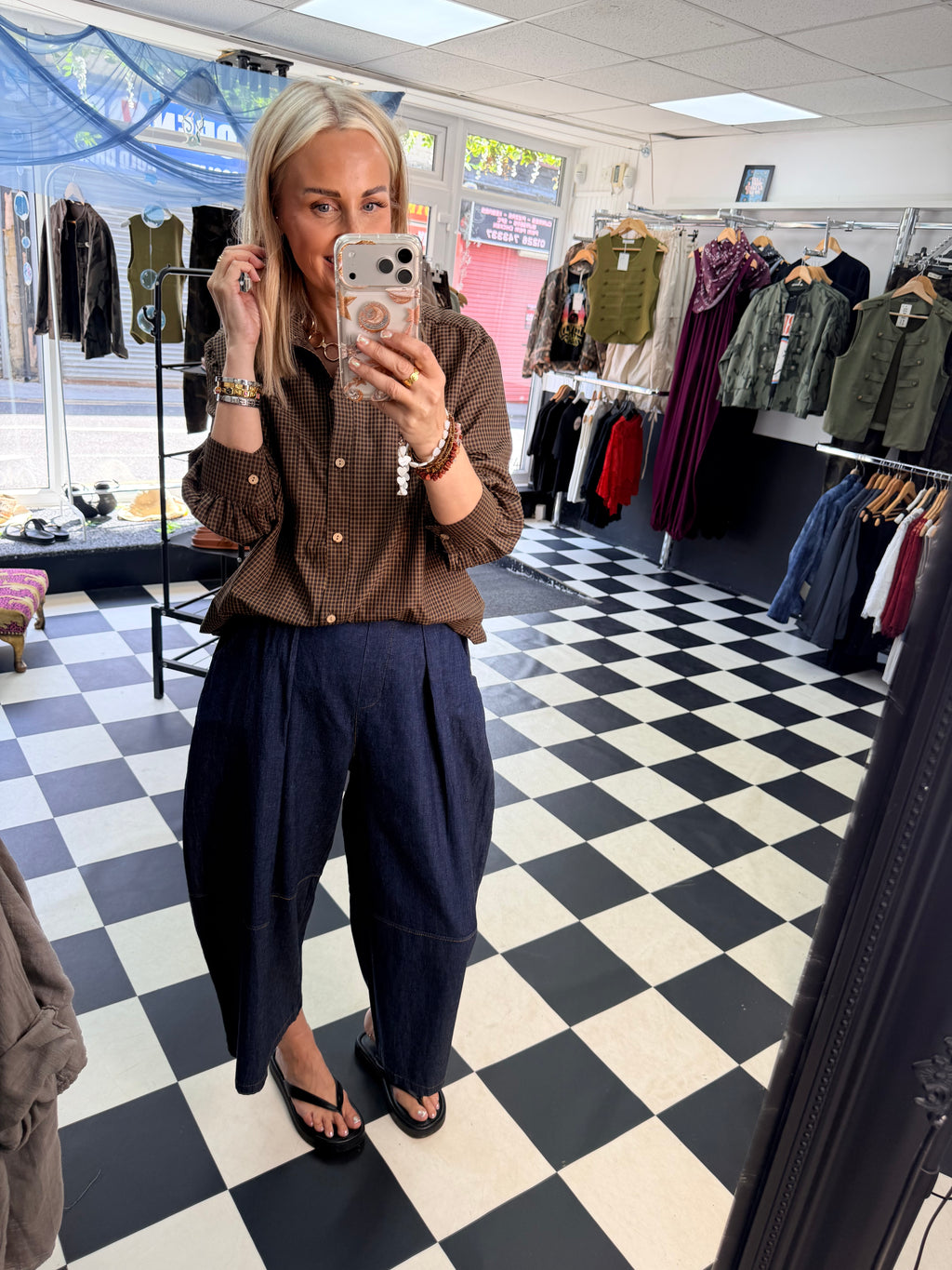 Wide Leg Crop Belted Jeans