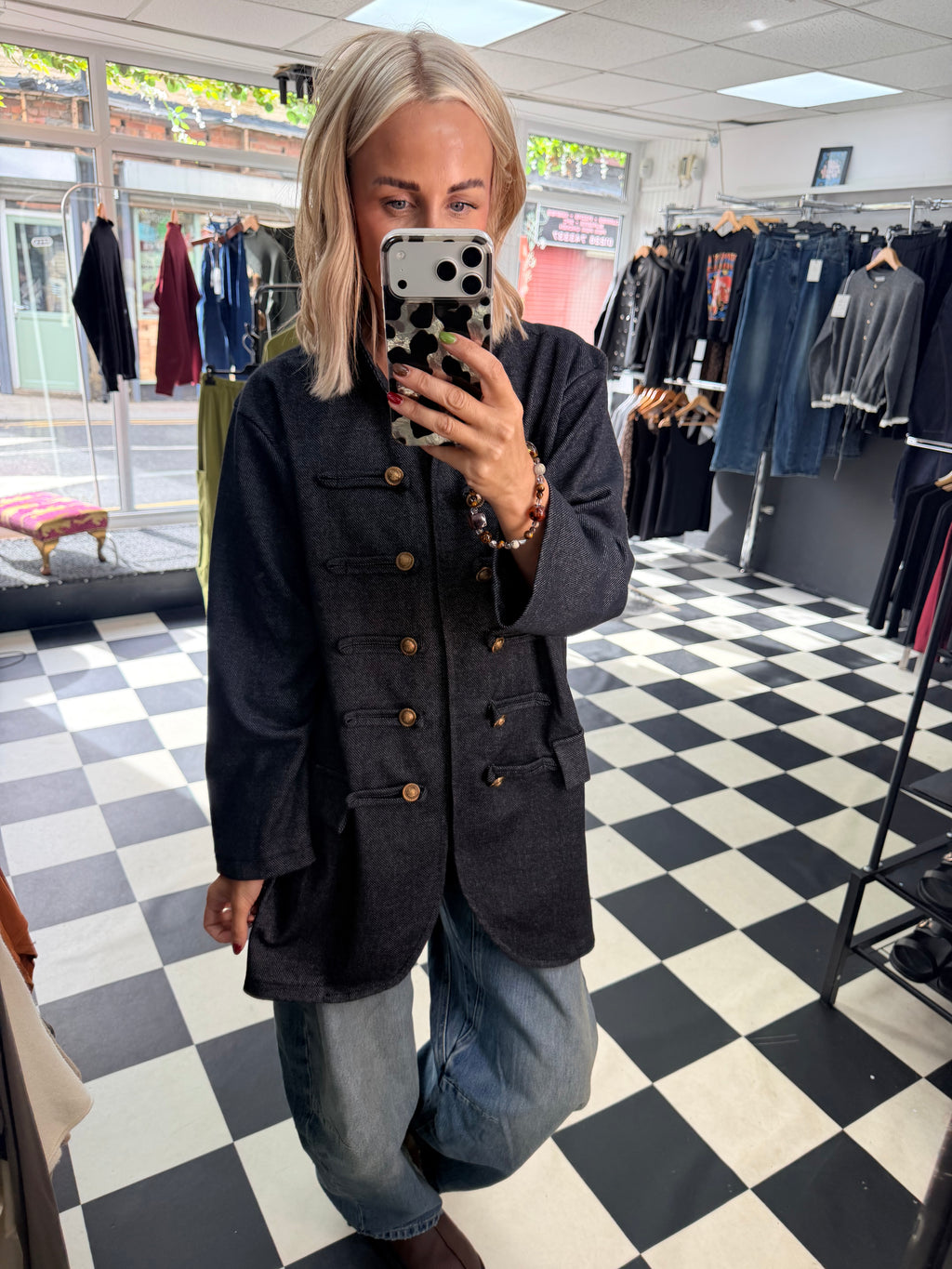 Herringbone Military Jacket Denim