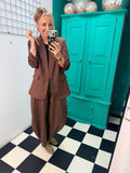 City Chic Check Blazer Chocolate