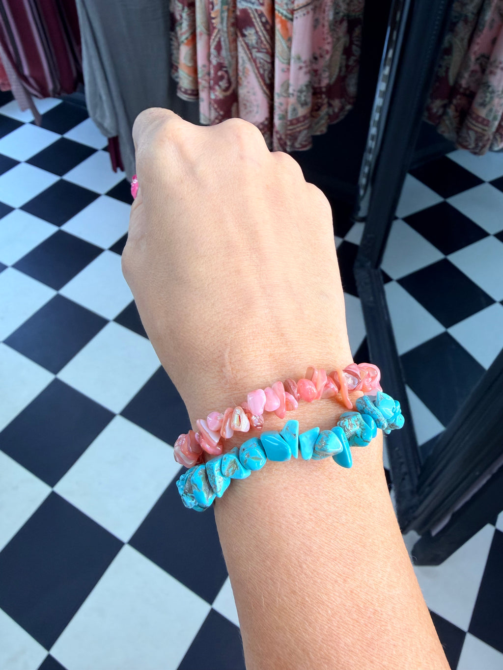 Stone Bracelet Chocolate Pink