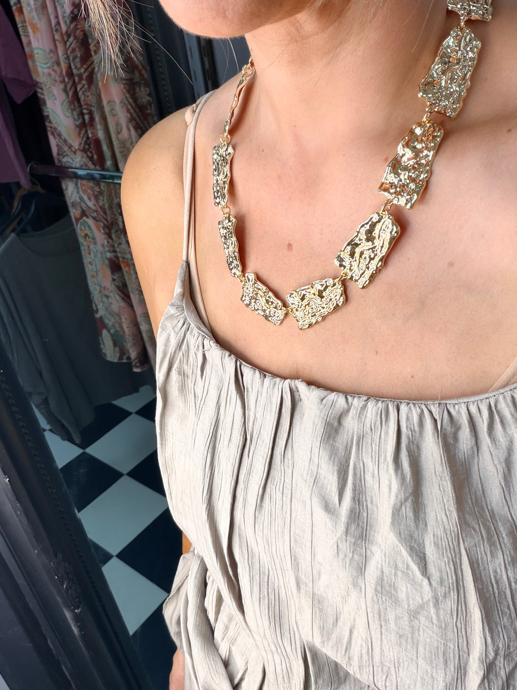 Gold Square Necklace