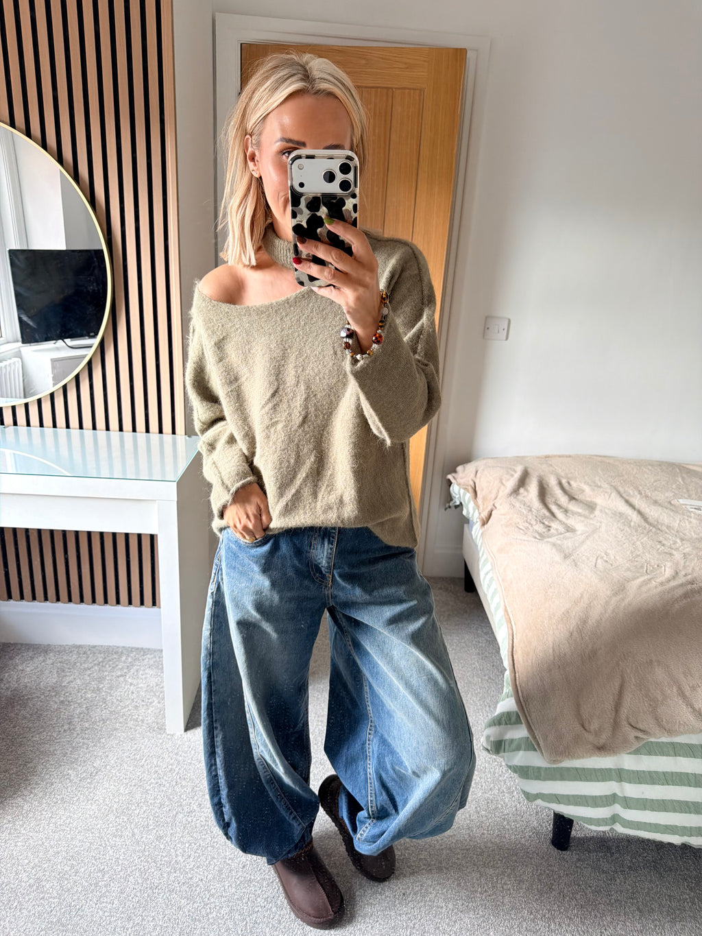 Slash Neck Jumper Sage