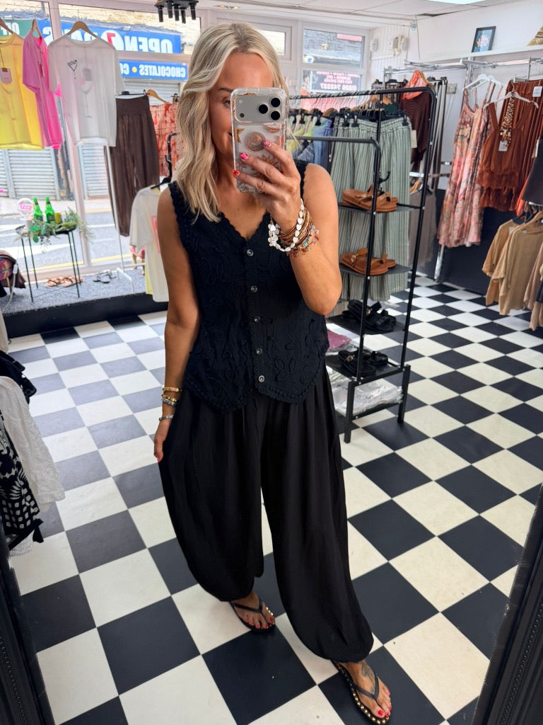 Opel Embellished Waistcoat Black