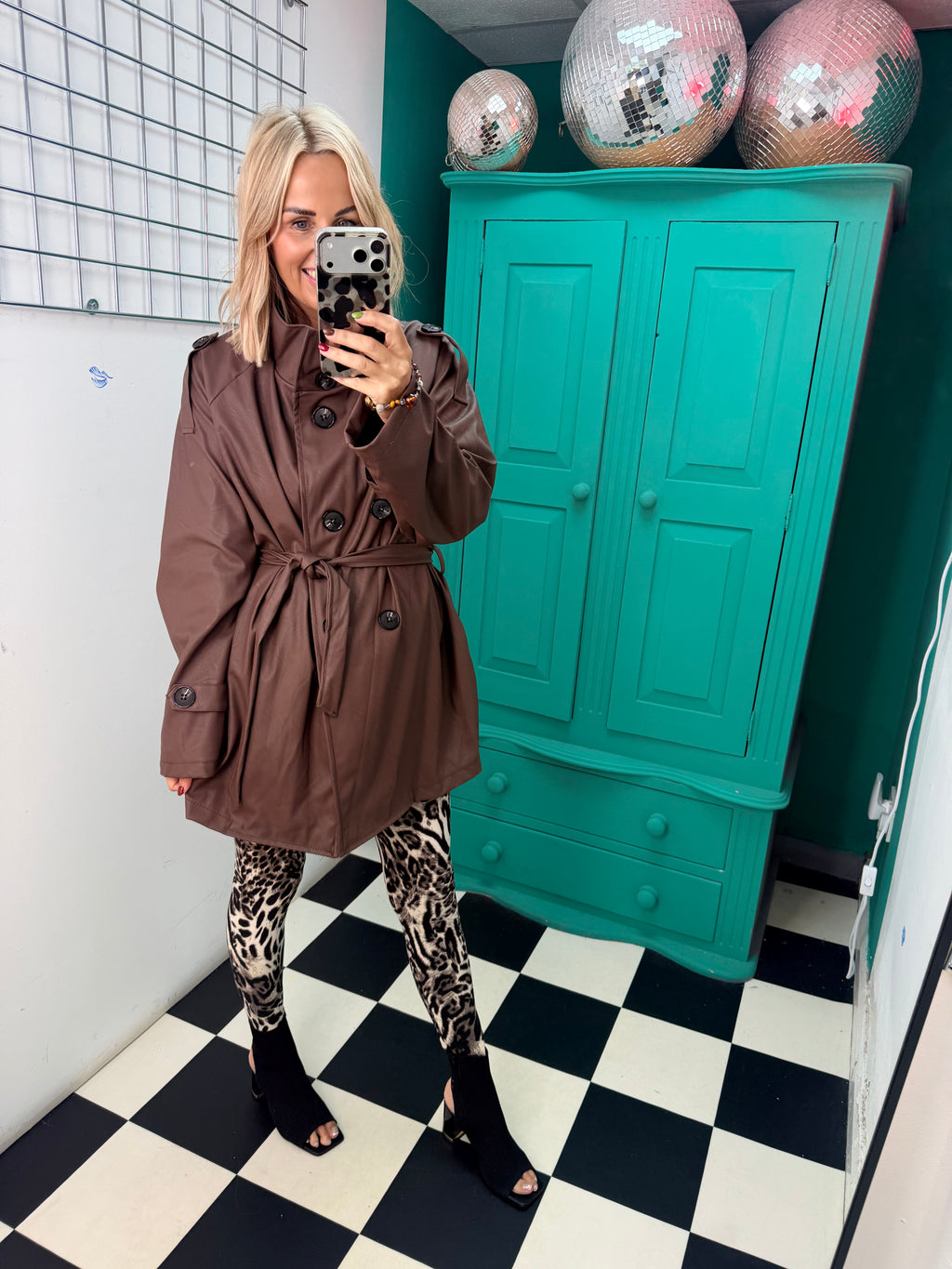 PU Midi Trench Coat Chocolate