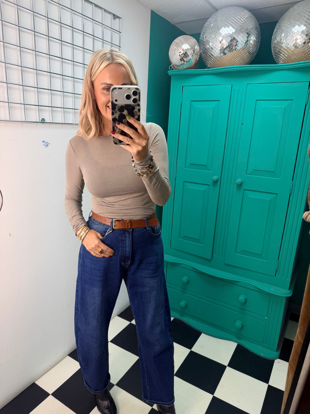Cashmere Blend Basic Top Taupe