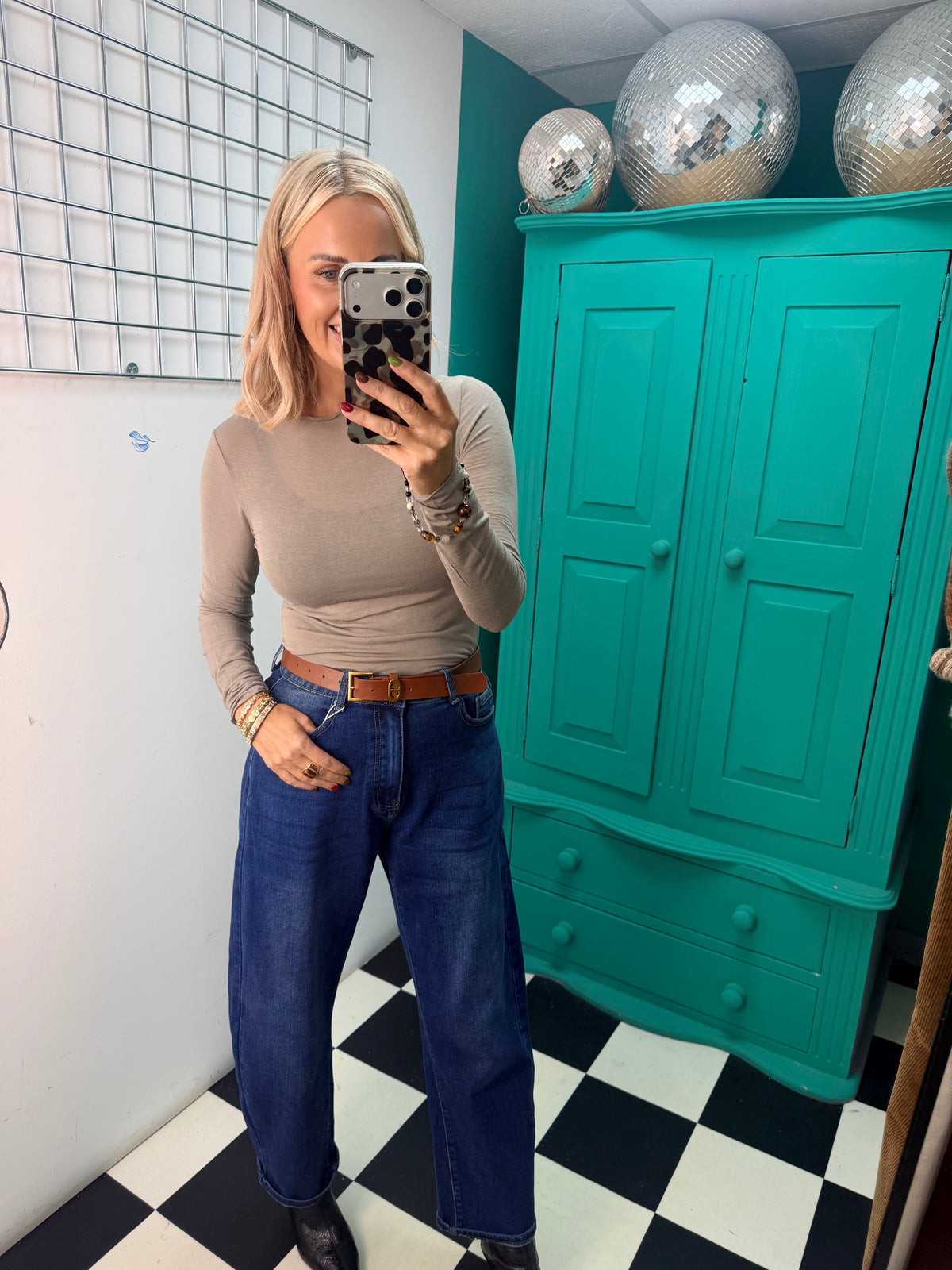 Cashmere Blend Basic Top Taupe