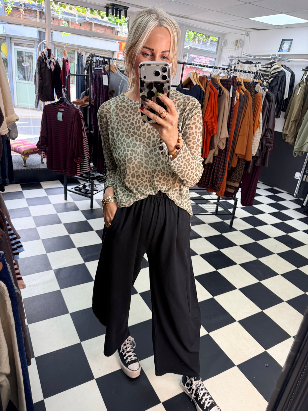 Animal Mesh Top Green