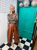 Cashmere Blend Leopard Top Black/Tan