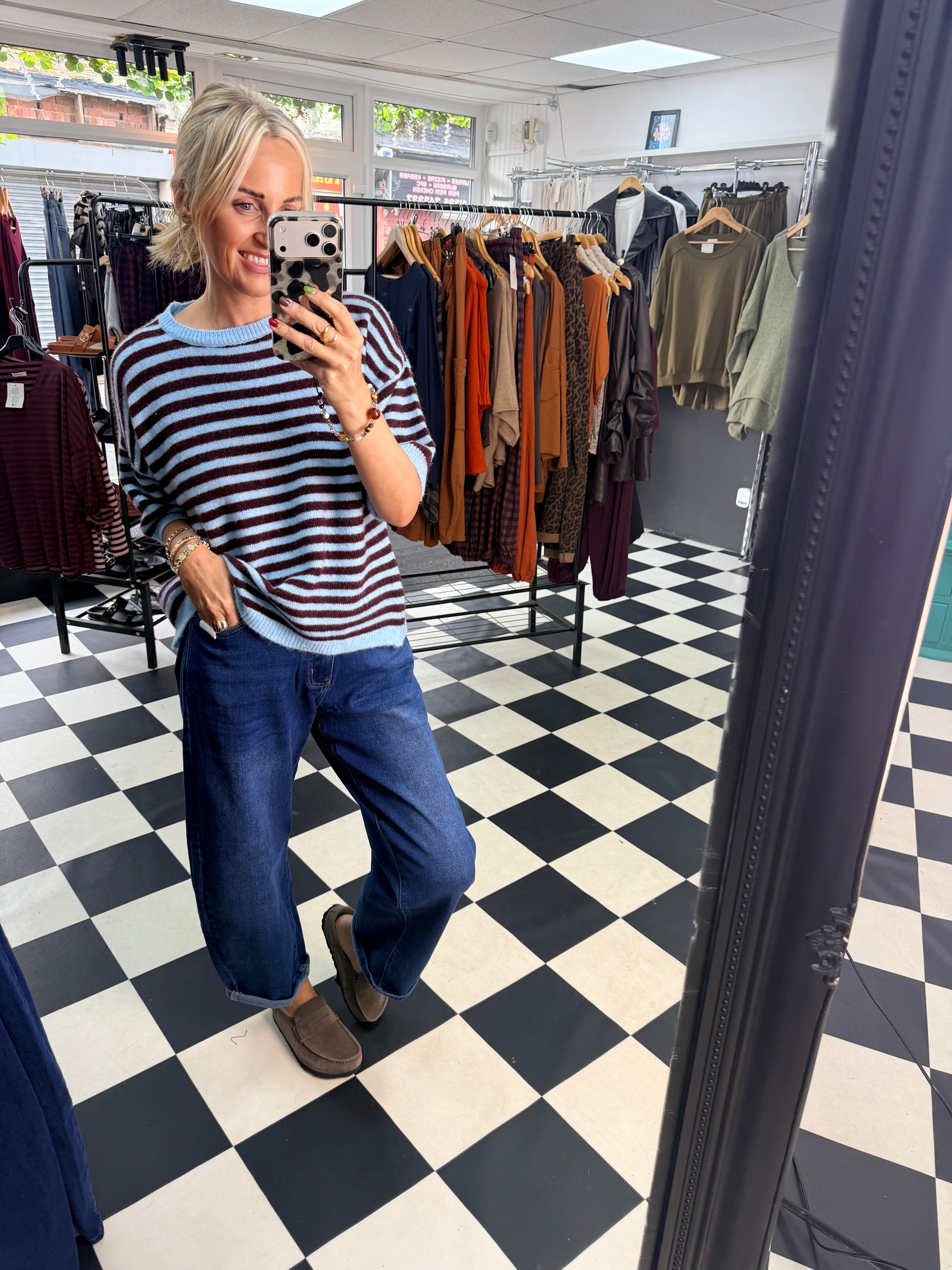 Penny Stripe Jumper Blue and Wine