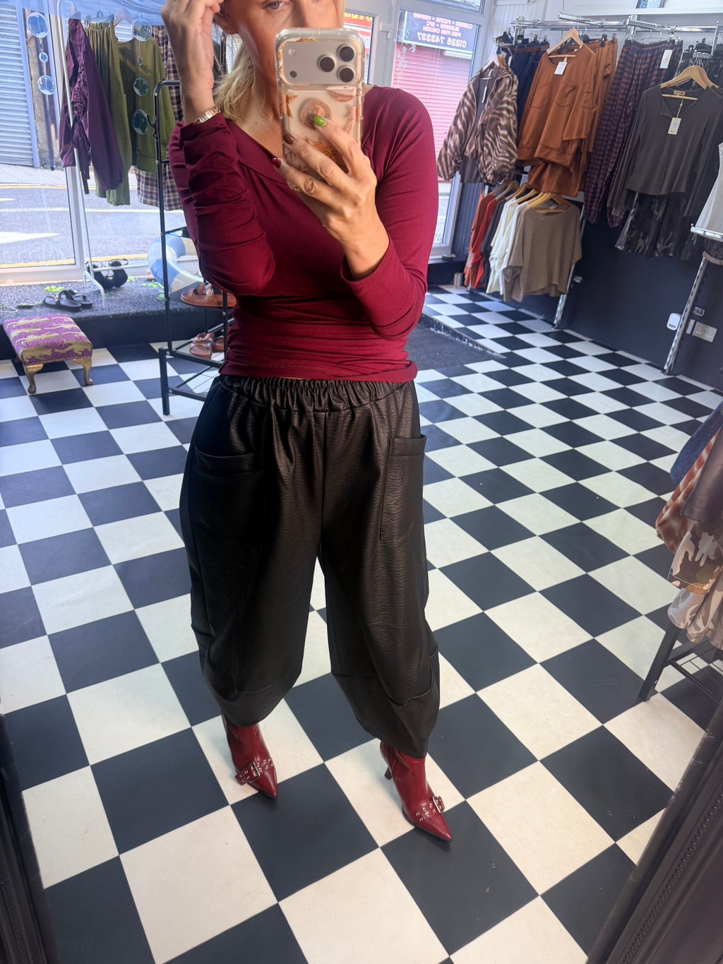 PU Tulip Trousers Black