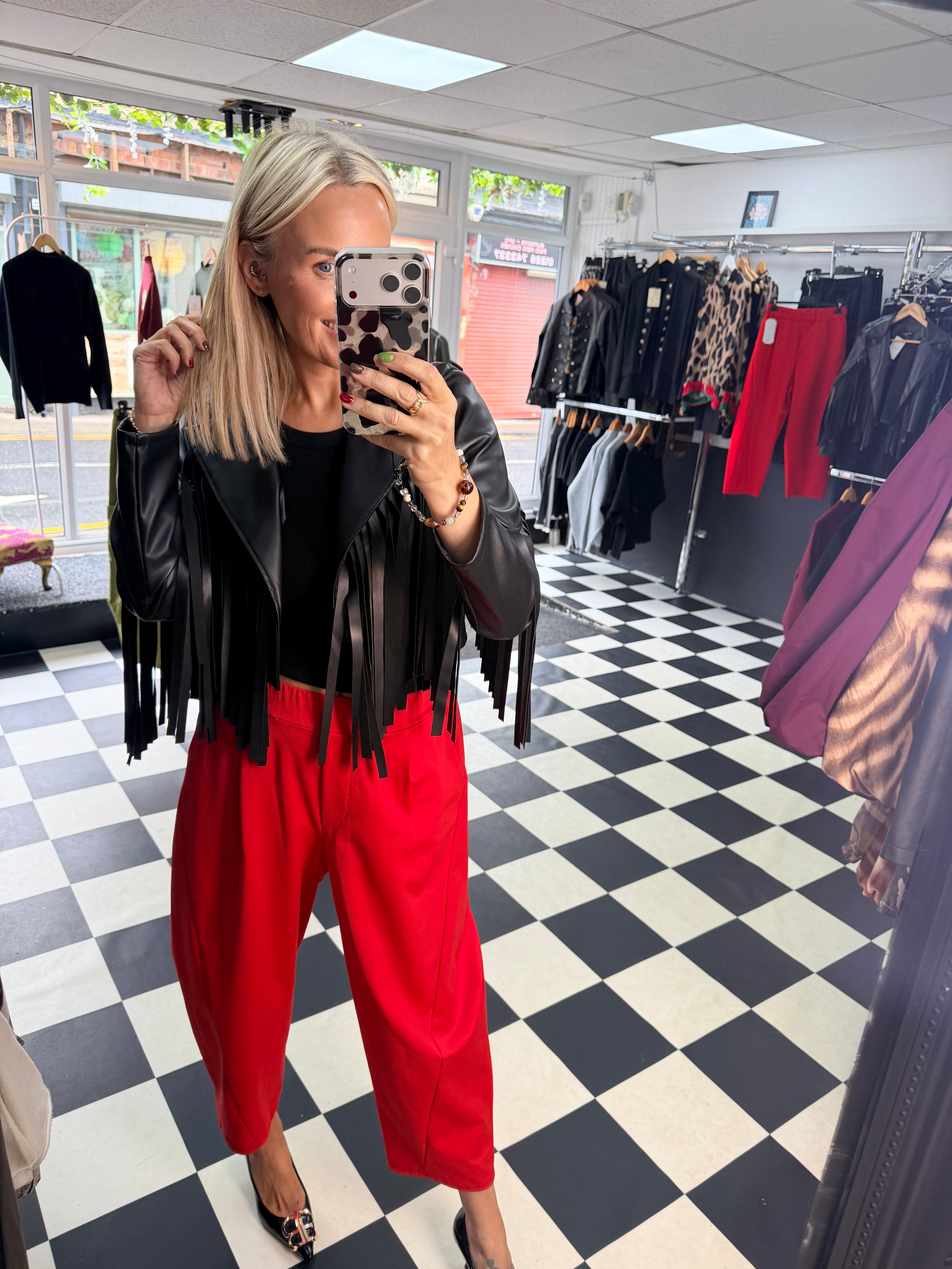 PU Fringed Jacket