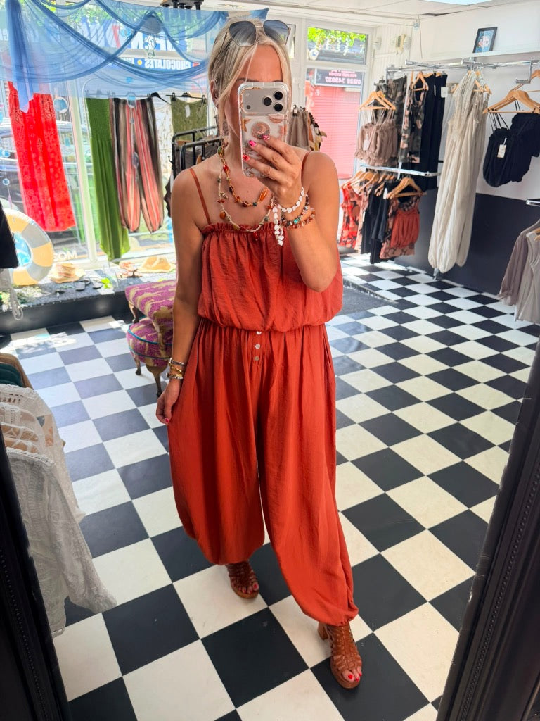 Balloon button Trousers - Rust