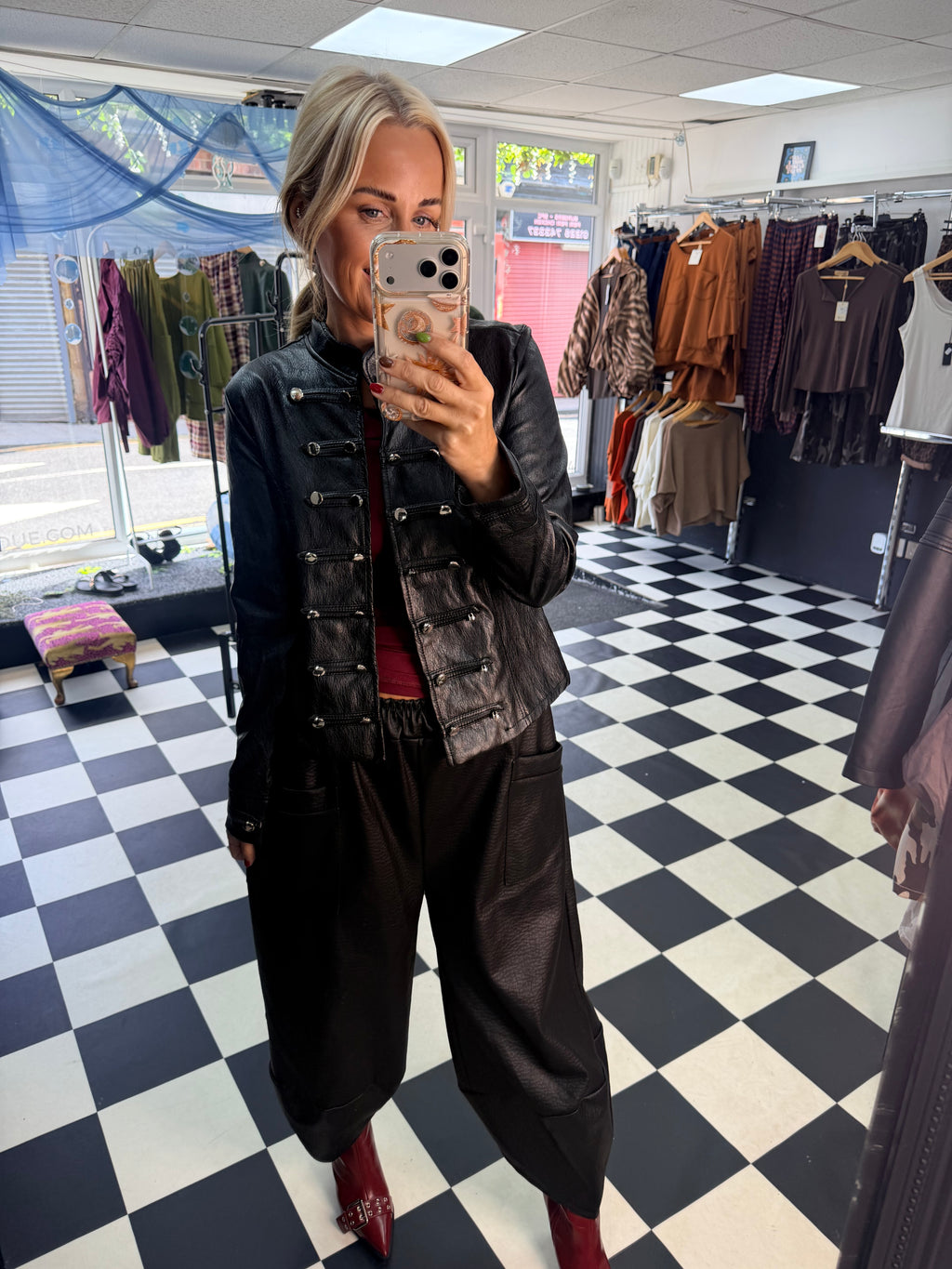 PU Tulip Trousers Black