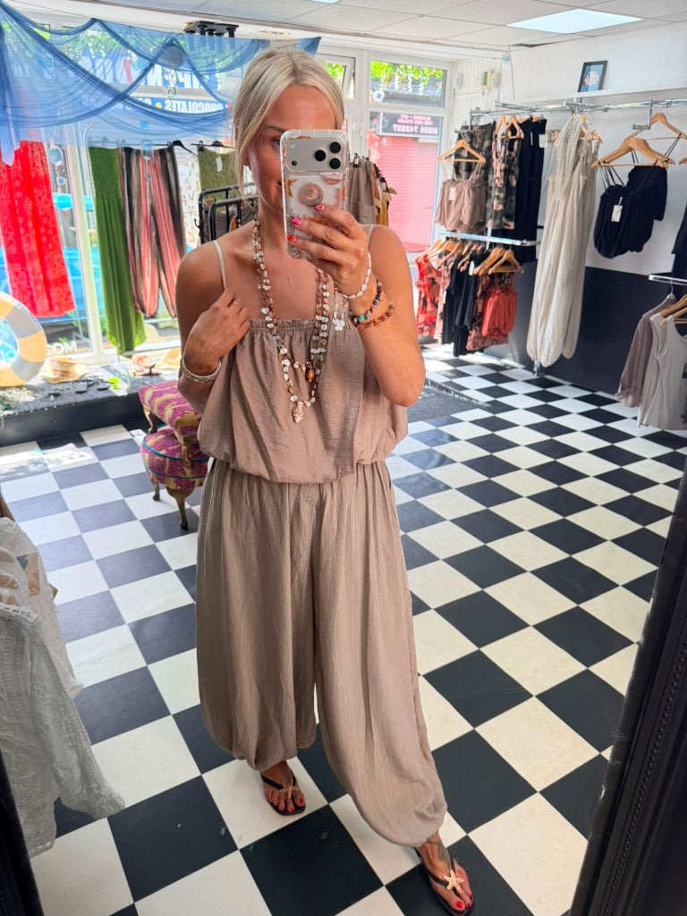 Button balloon trouser - Taupe