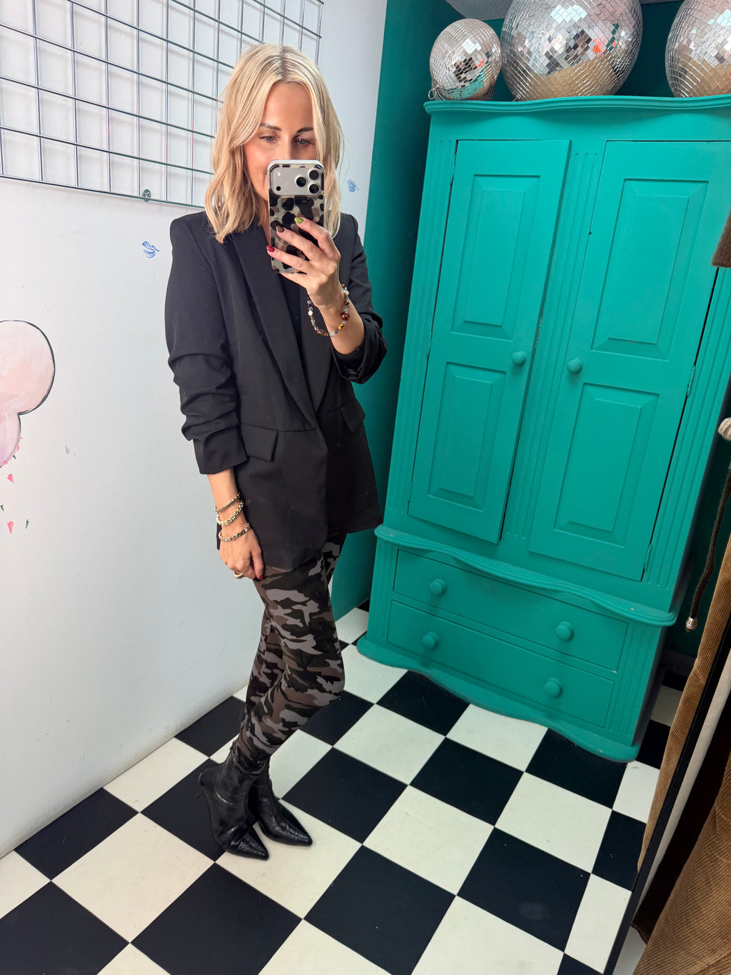 Ruched Sleeve Blazer Black
