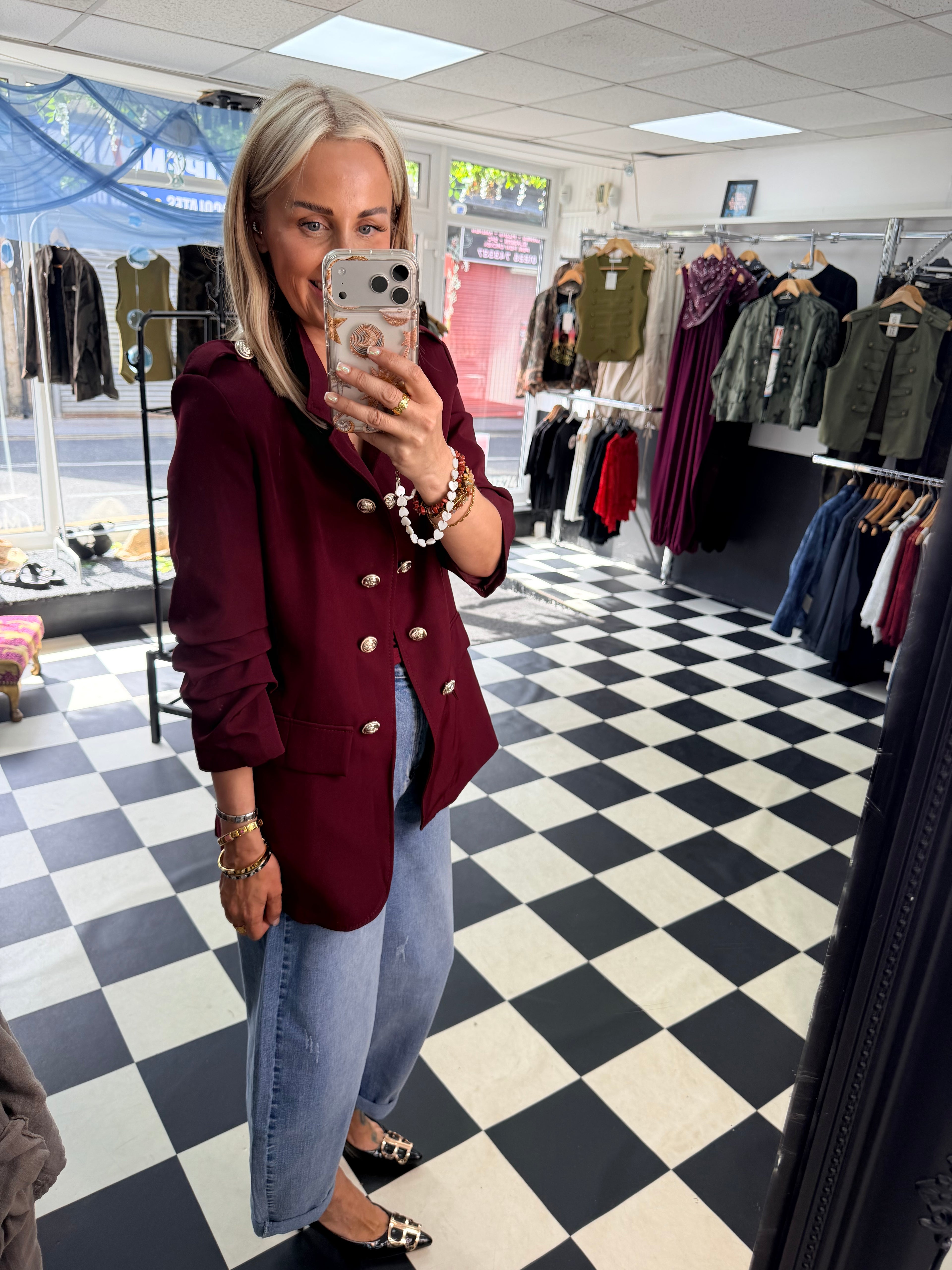 Military blazer Wine