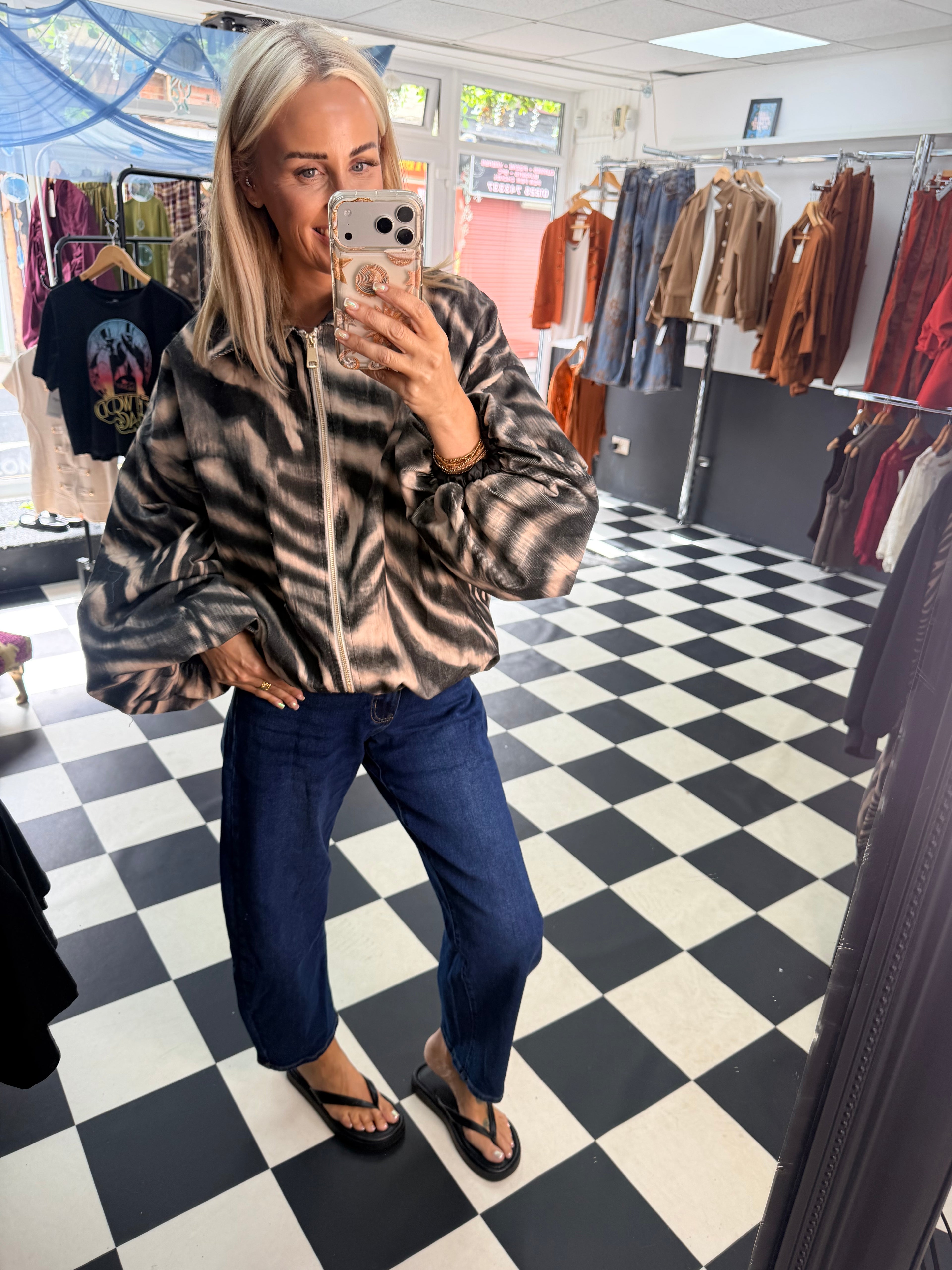 Needlecord Zebra Slouchy Jacket Black