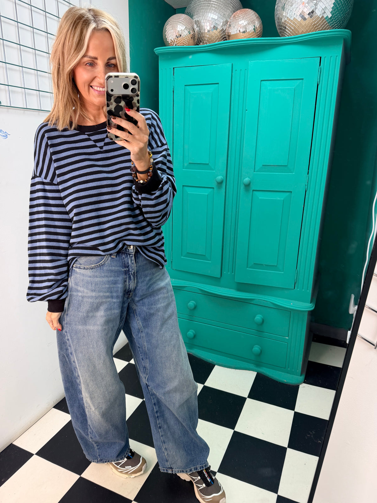 Weekend V Stripe Special Buy Black and Denim