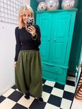 Button front cuff joggers - Khaki