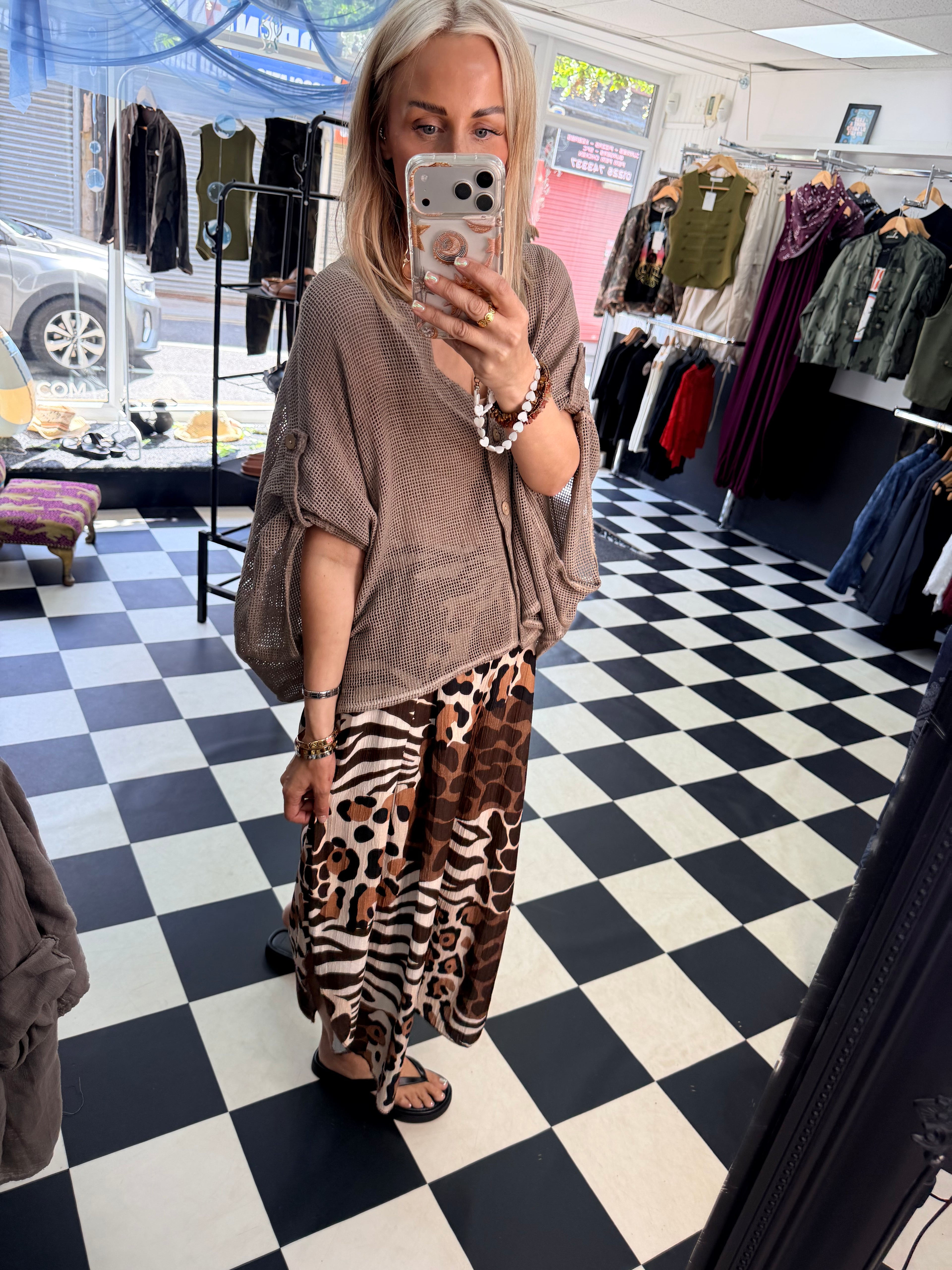 Funky Animal Split Trousers Chocolate