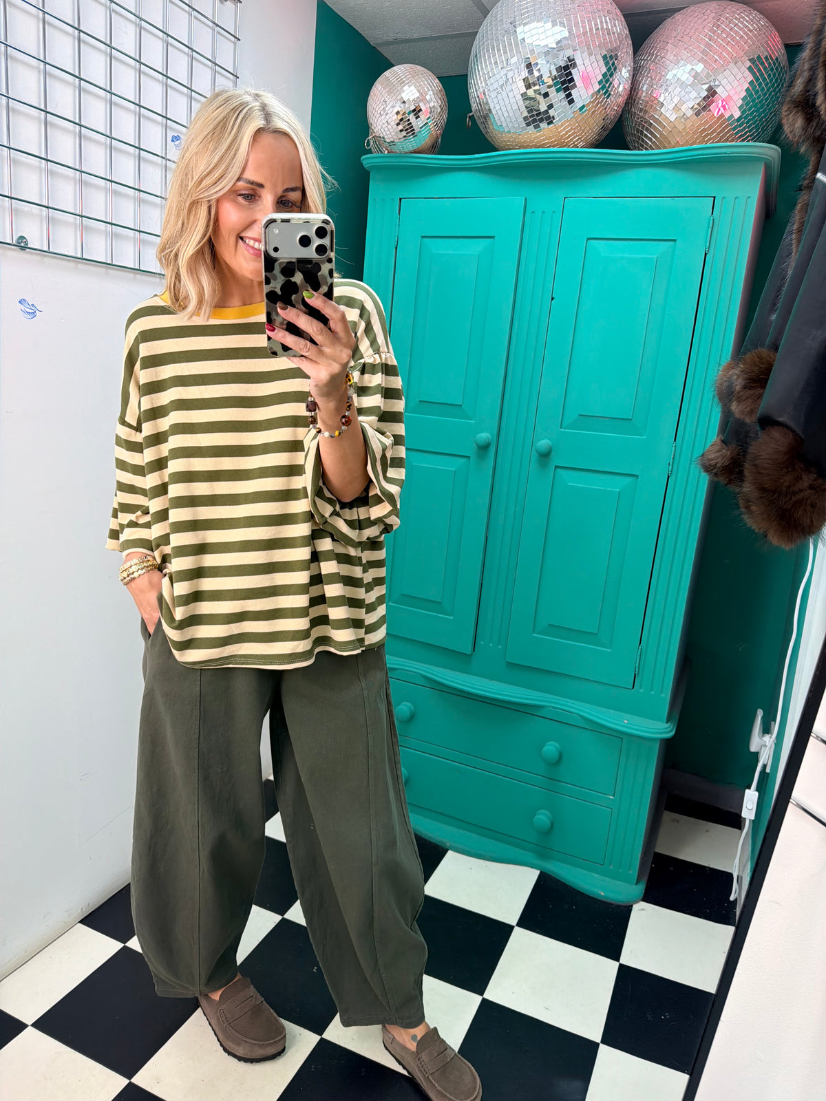 The Harper stripe - green and cream