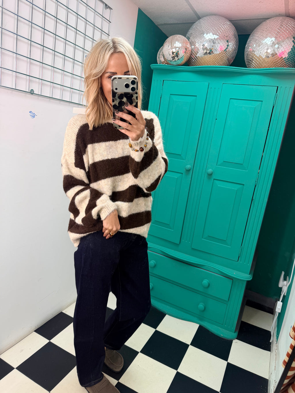 Chunky stripe knit - Mocha and chocolate