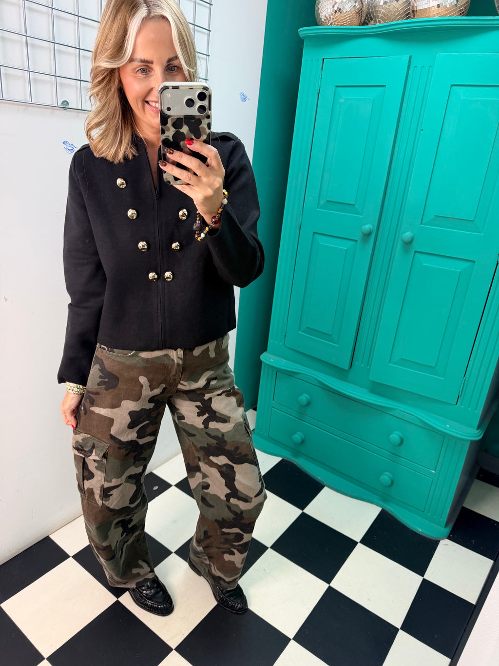 The Portia Military Style Cardigan Jacket Khaki (Copy)