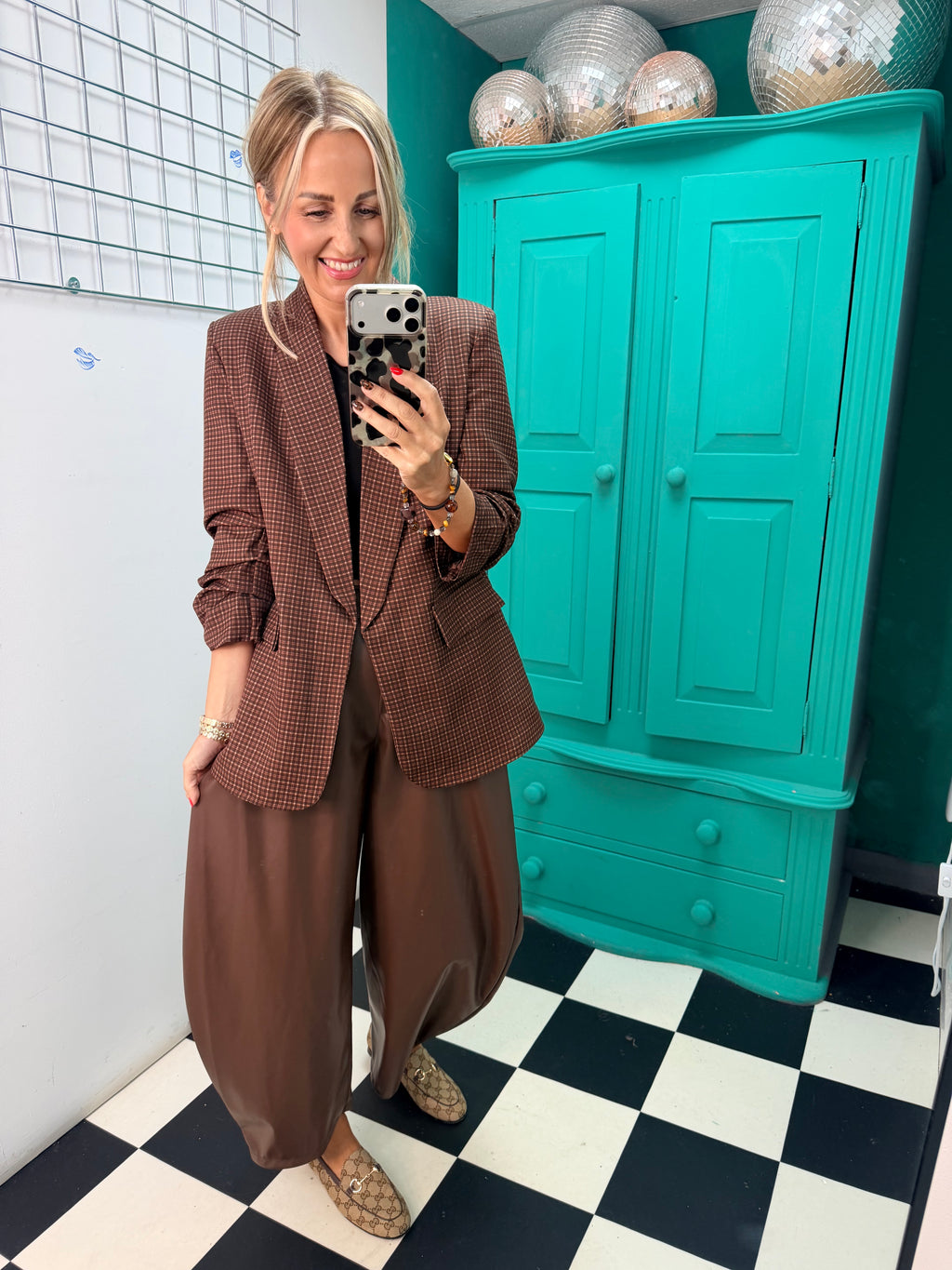 Check Please Blazer Chocolate