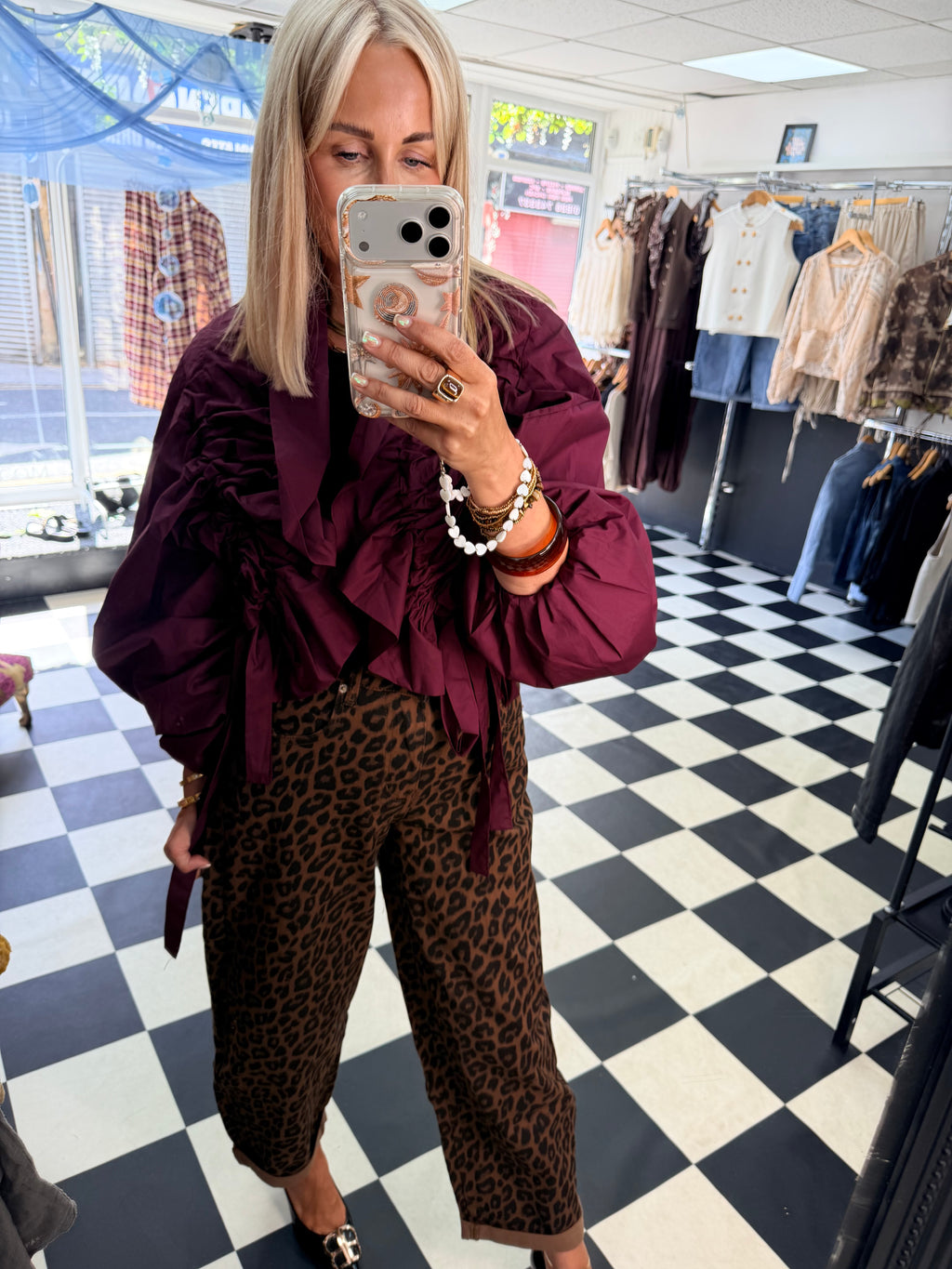 Ruffle Lightweight Jacket Wine