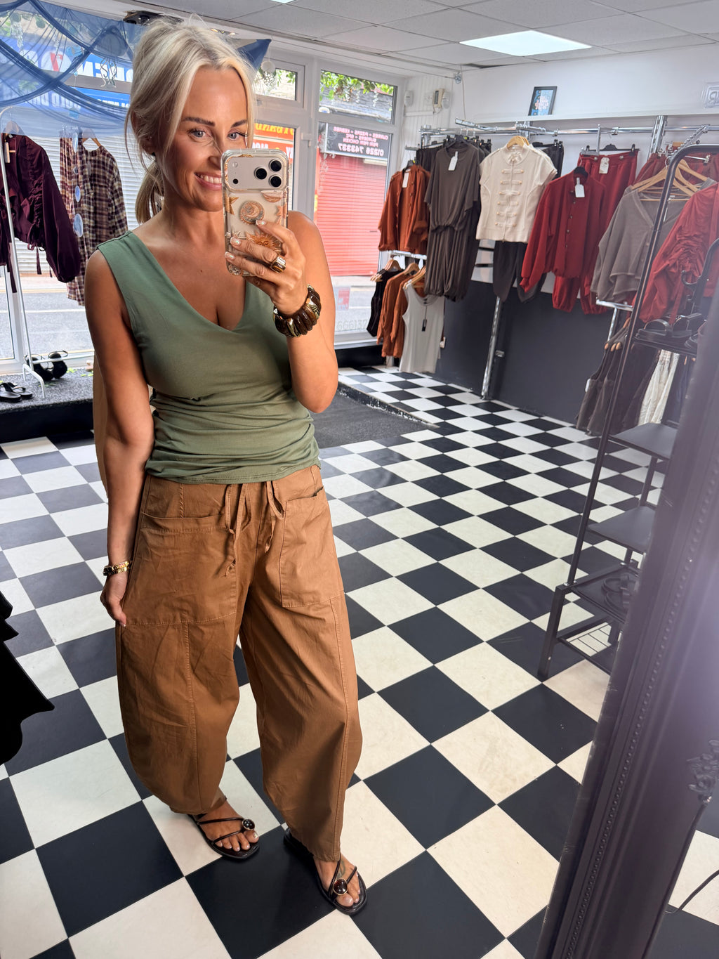 V Neck Basic Vest Khaki