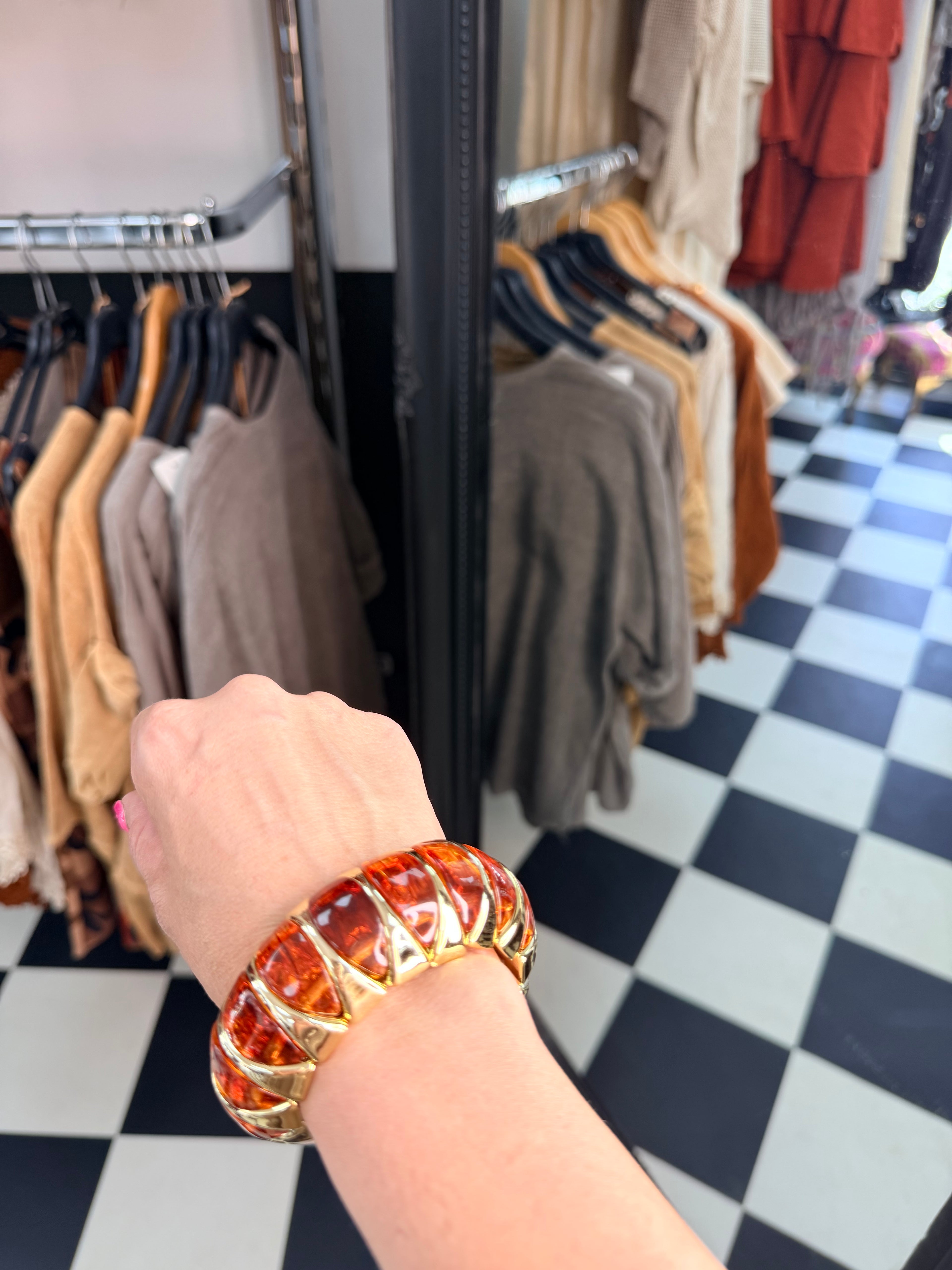 Amber and gold chunky bracelet