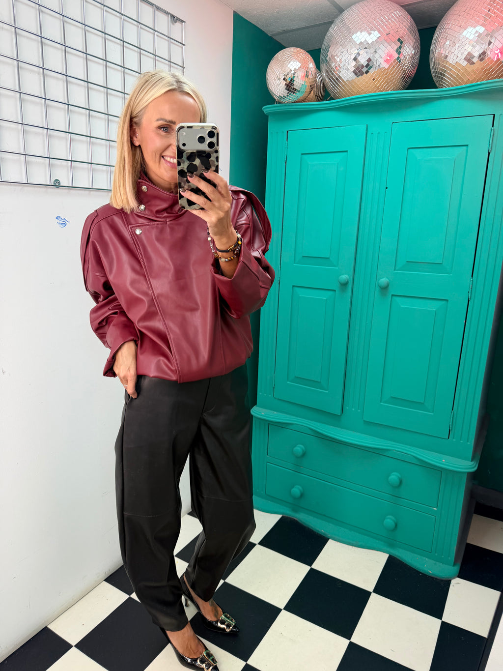 The Viral PU Jacket Wine