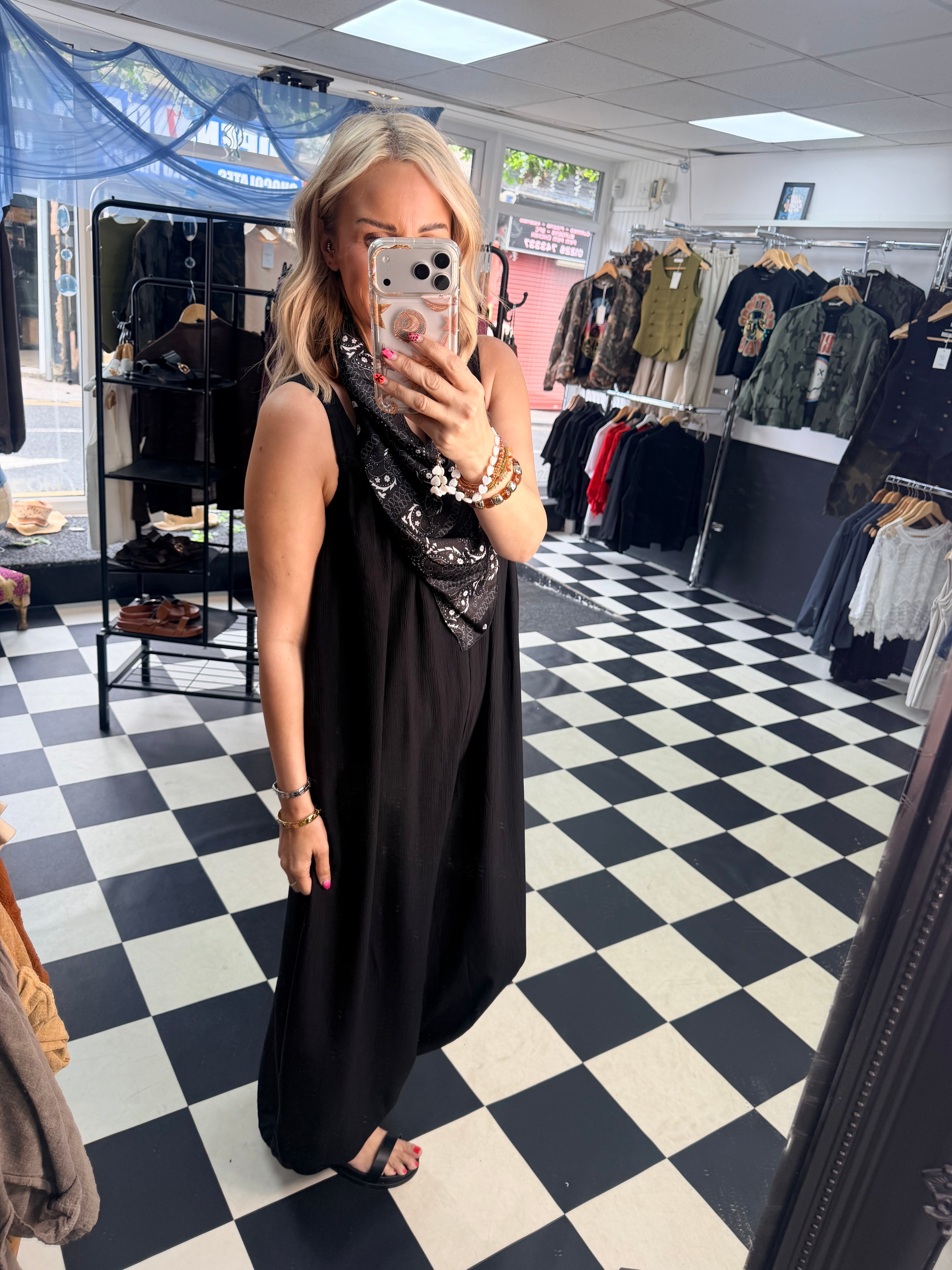 Bandana Scarf Jumpsuit black