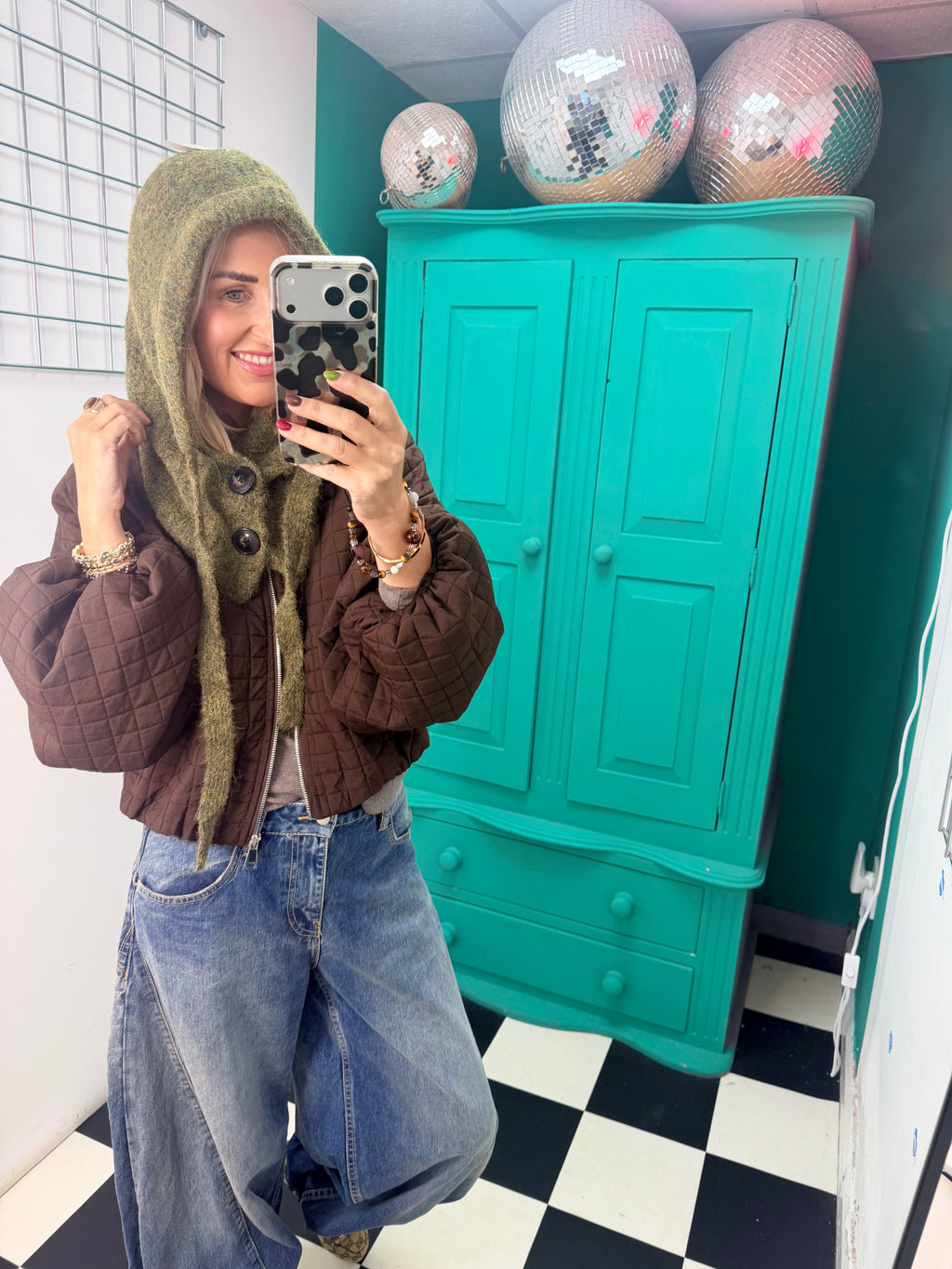 Button Snood Green