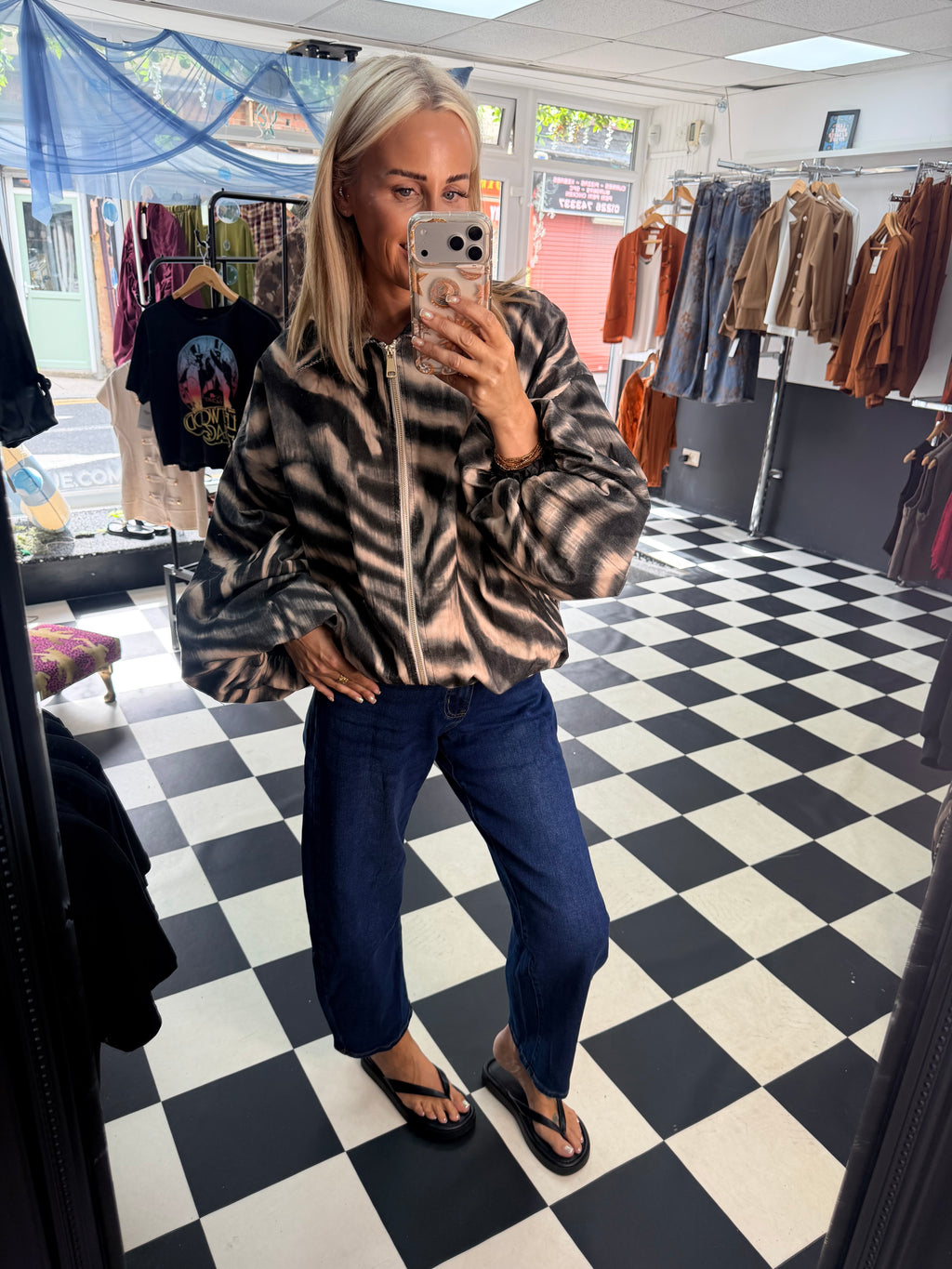 Needlecord Zebra Slouchy Jacket Black