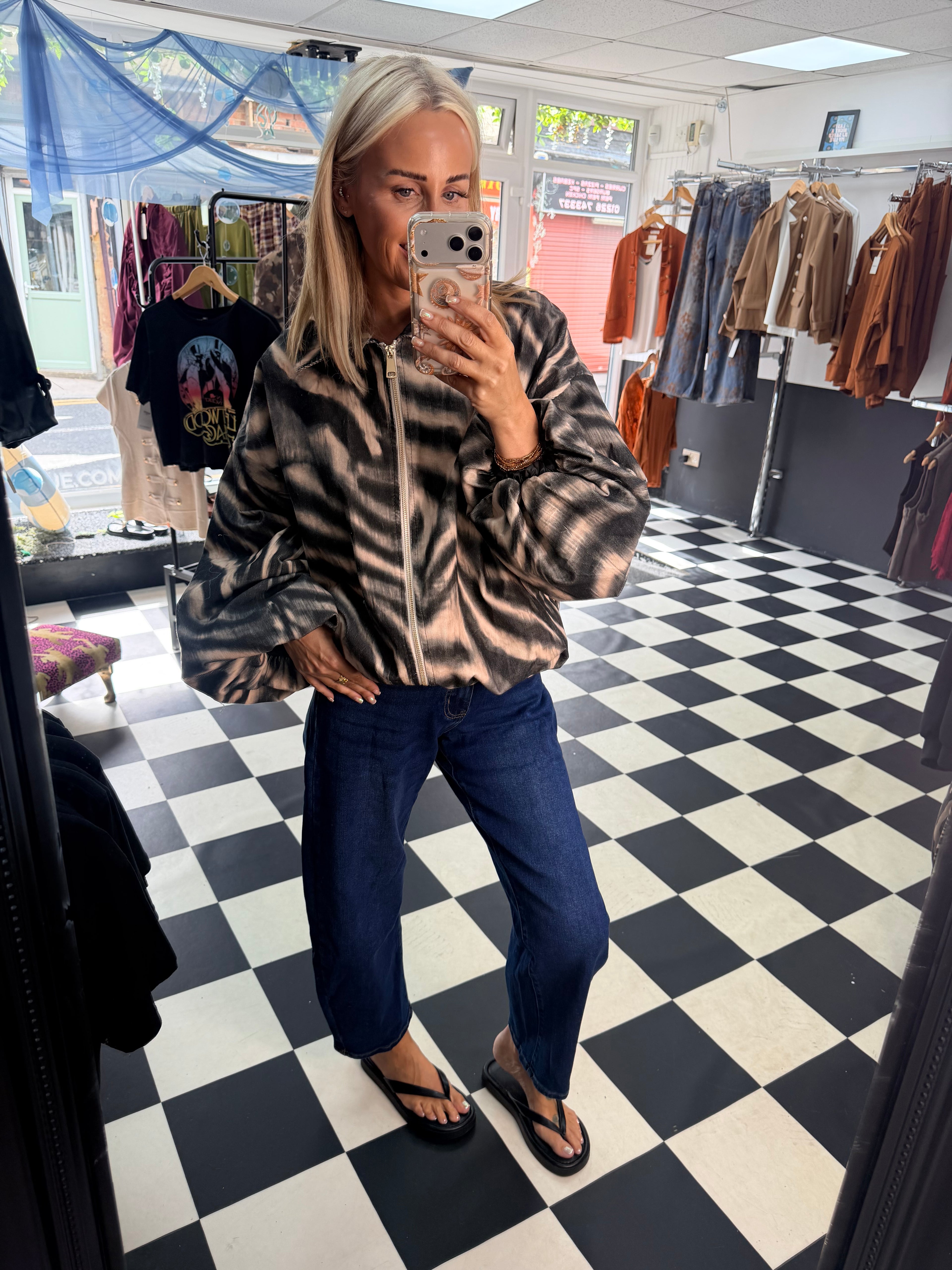 Needlecord Zebra Slouchy Jacket Black