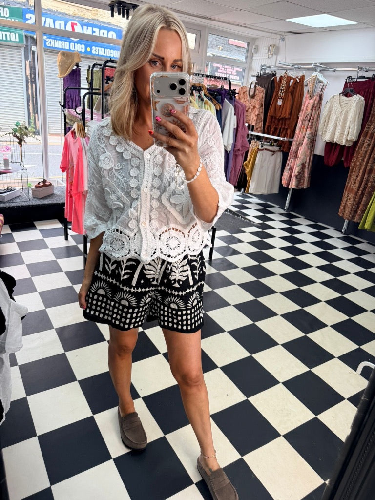 Iris Crochet Cardigan  White