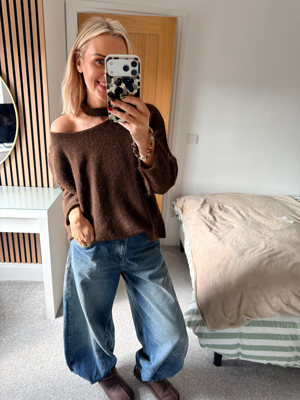 Slash Neck Jumper Chocolate