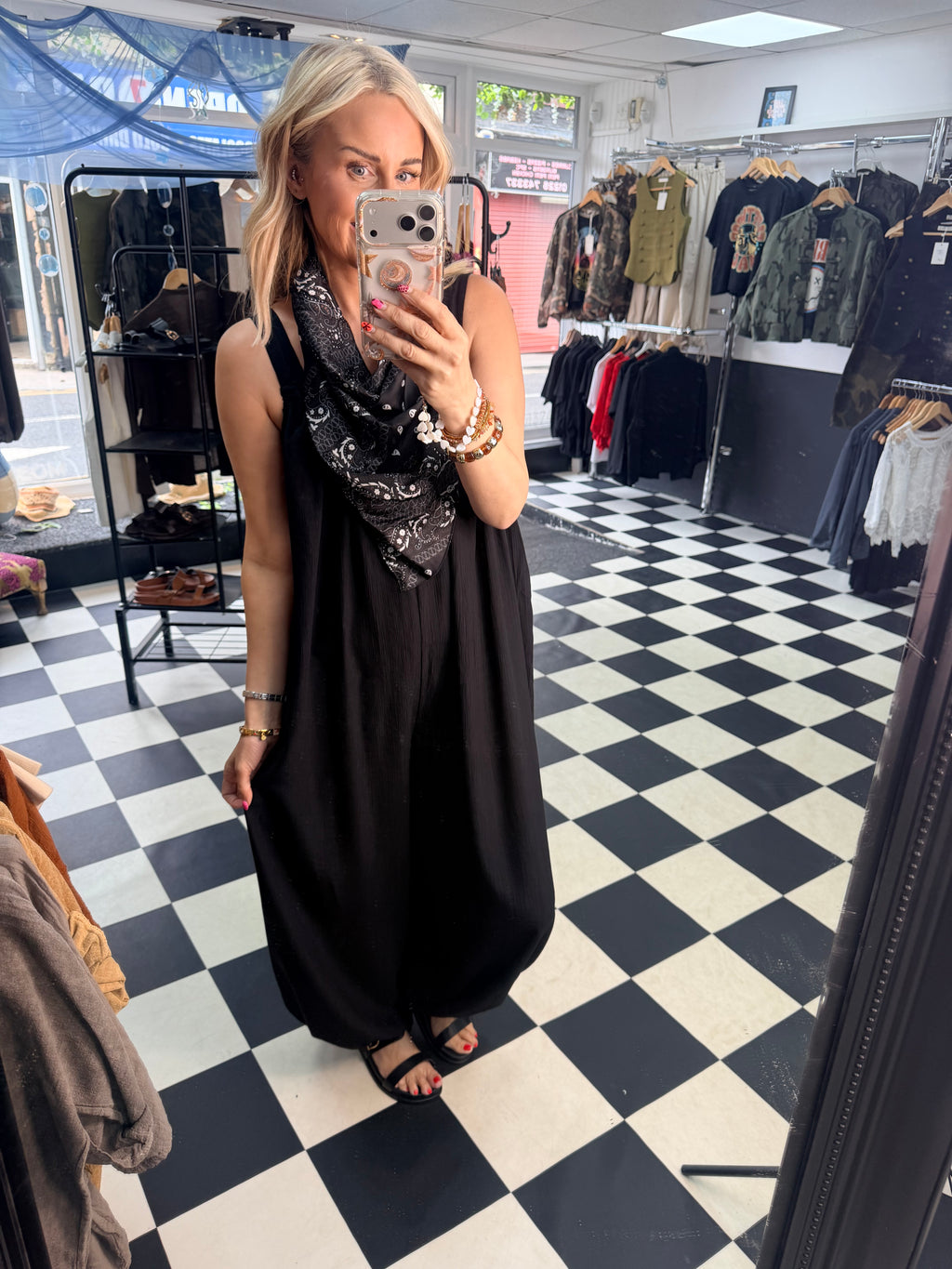 Bandana Scarf Jumpsuit black