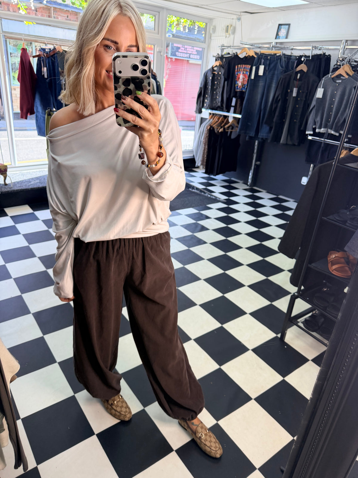 Slouchy Long Sleeve Top Cream