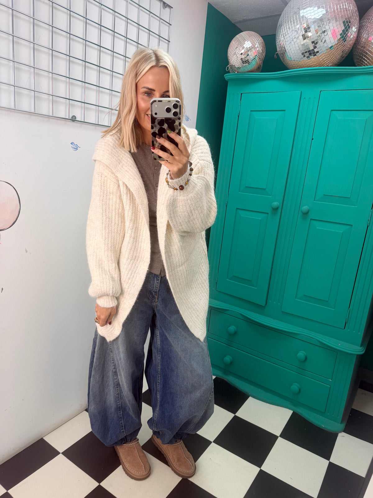 Chunky Hooded Cardigan Cream