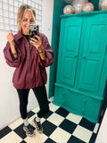 City Chic Leather-Look Bomber Jacket Wine Special Buy