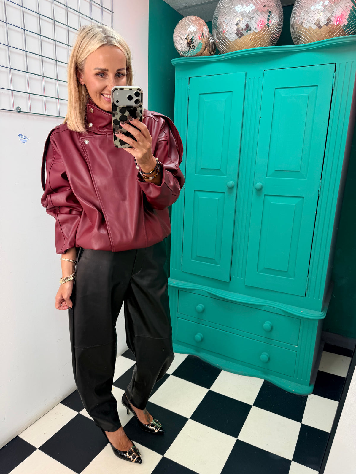 The Viral PU Jacket Wine