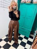 Sienna Pu Trousers - Chocolate