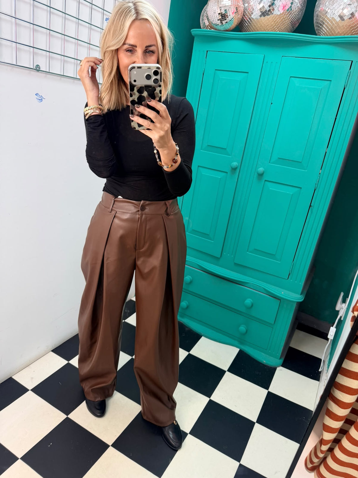 Sienna Pu Trousers - Chocolate